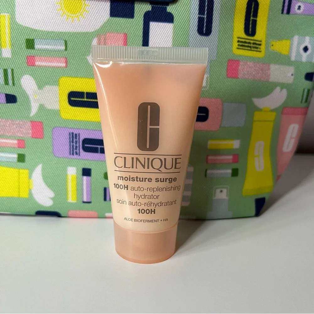 Clinique x Kate Spade Cosmetic Makeup Bag With Clinique Moisture Surge 100h Mini